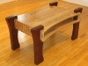 Coffee table built from reclaimed oak that has been cerused two different colors.