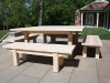 Table and benches made from solid cypress.