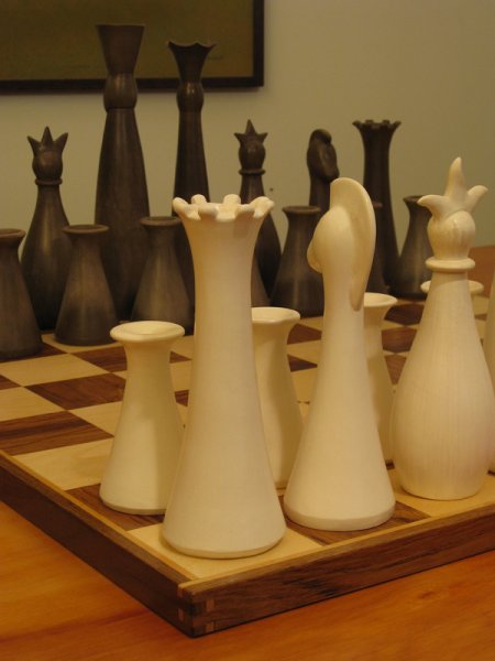Custom chess board built out of solid birch and teak.