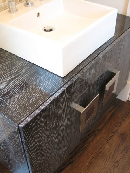 Cerused solid oak vanity built for the Randolph House.