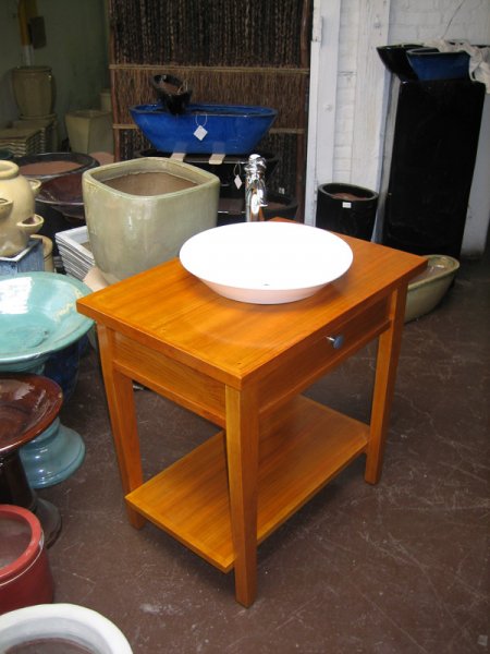 Vanity built from solid cherry and plywood.